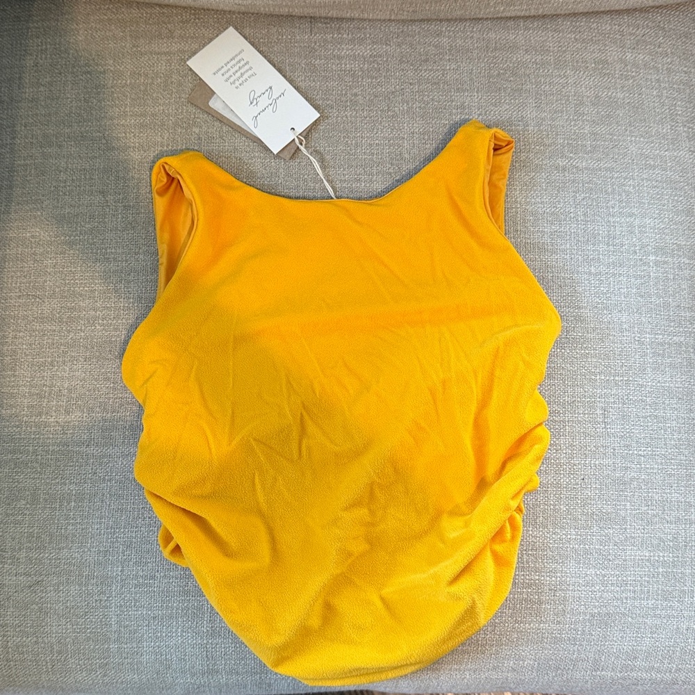 Ruched Swim Crop Top in Golden Terry